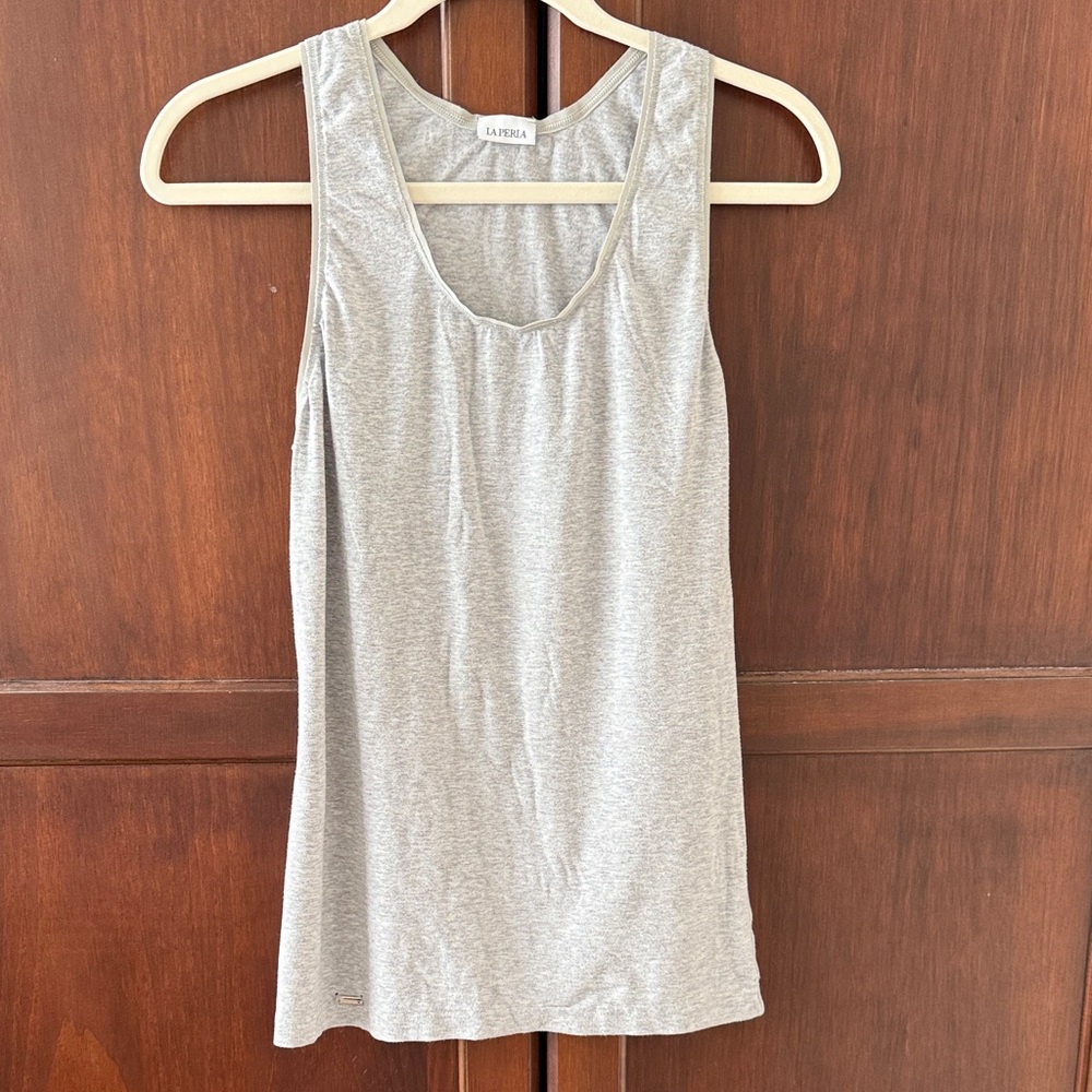 La Perla Light Gray Scoop Neck Tank Top